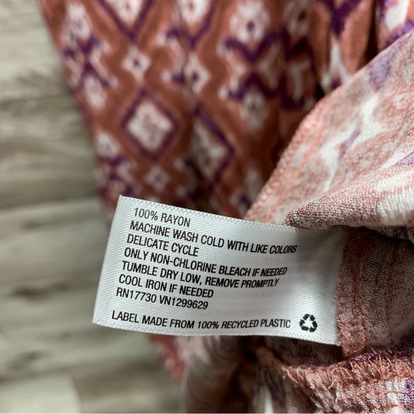 Knox rose women's size XL artsy batik rayon puff sleeve midi boho prairie dress - Picture 8 of 13